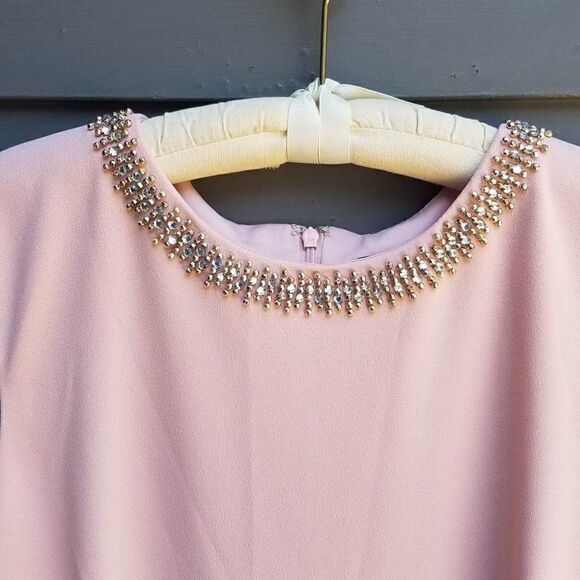 NWT !!   Beautiful!  Tahari Pink Rhinestone Collar Sheath Size 14 - Picture 9 of 12